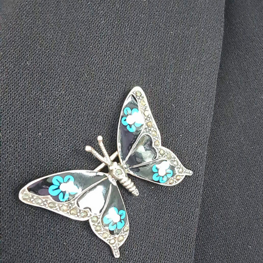 Brosa Argint 925 cu Marcasite si email