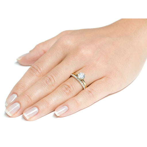 Inel Aur 8K cu Zirconiu Central și Detalii Rafinate