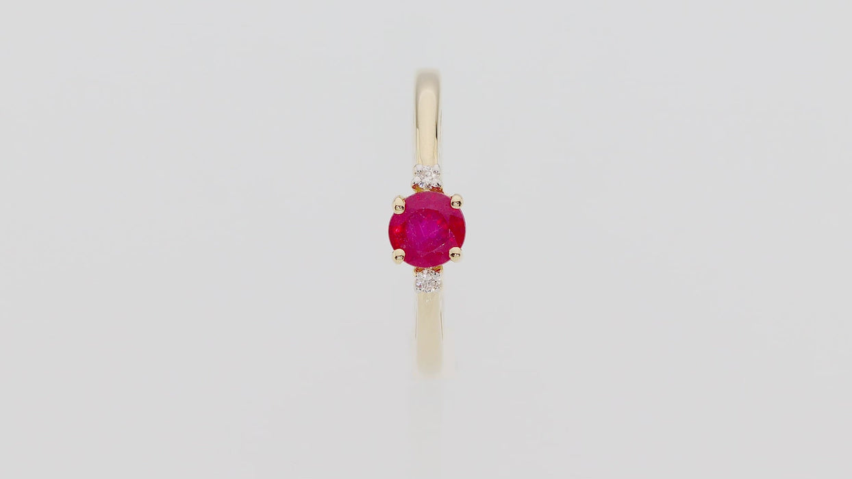 Inel Aur 14K cu Smarald 0.50 ct si Diamante Naturale 0.03 ct