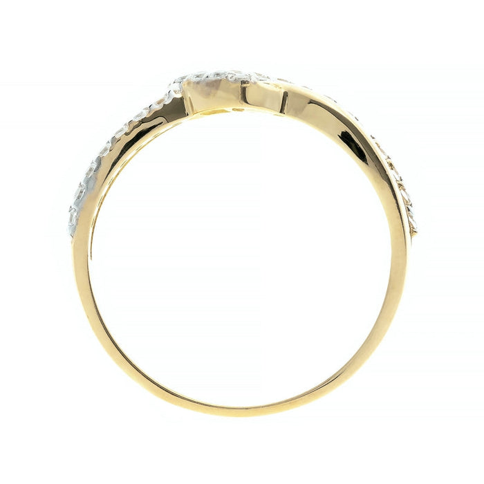 Inel Aur 8K Inimă Împletită cu Zirconii