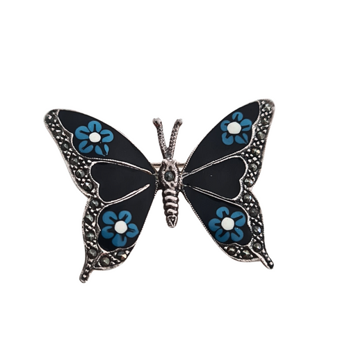 Brosa Argint 925 cu Marcasite si email