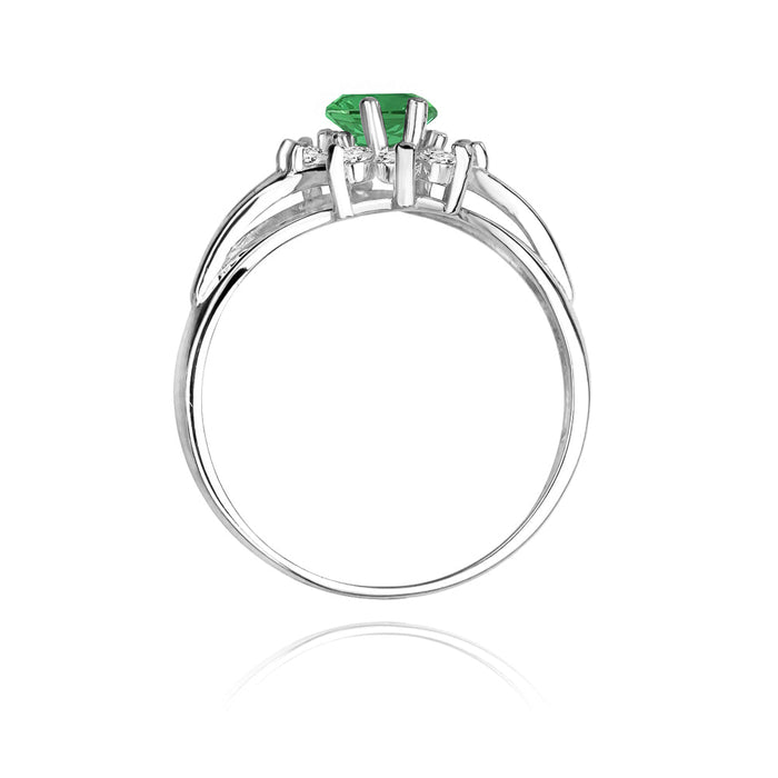 Inel Aur 14K cu Smarald 0.80 ct si Diamante Naturale 0.30 ct