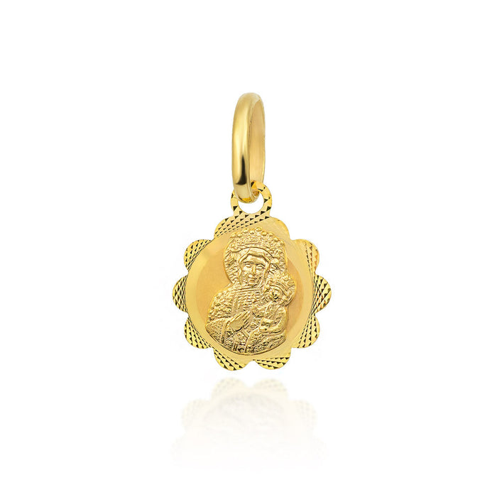 Medalion Floare Aur 14k cu Fecioara Maria si Iisus