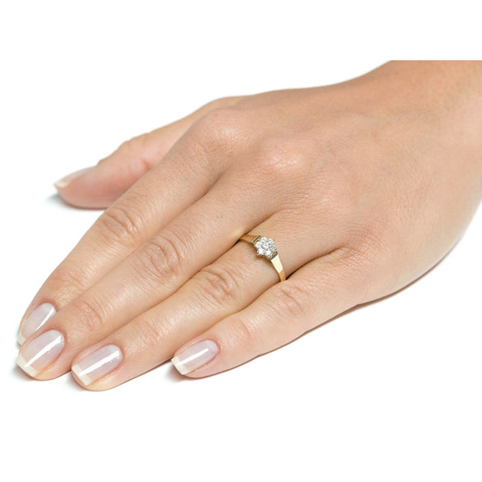 Inel Aur 8K cu Flori Delicate și Zirconiu – Eleganță Feminină