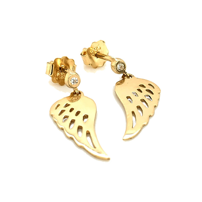 Cercei Aur 14k cu Aripi de Ingeras si Zirconii Albe