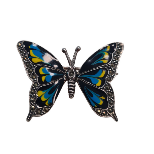 Brosa Argint 925 cu Marcasite si email