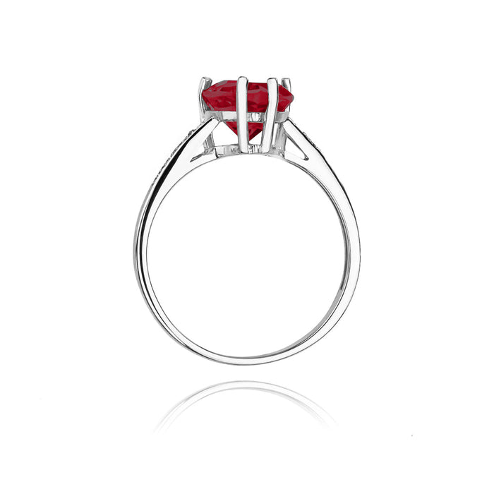 Inel Aur 14K cu Rubin 1.70 ct si Diamante Naturale 0.04 ct