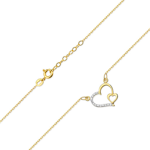 Colier Inimioare Aur 14k cu Diamante Naturale 0.03 ct