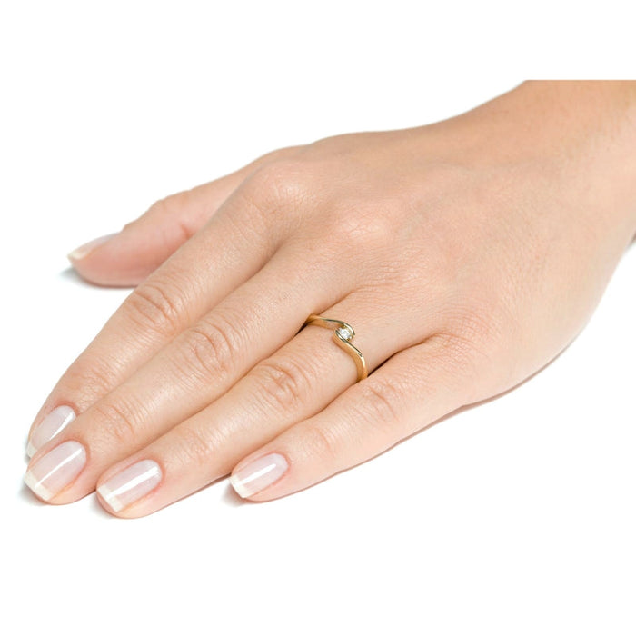 Inel Elegant din Aur 8K cu Zirconiu - Design Asimetric - Bijuterii Aur