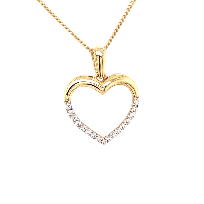 Pandantiv Aur 14k cu Inima si Zirconii Albe