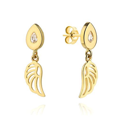 Cercei Aur 14k cu Aripi de Inger si Zirconii
