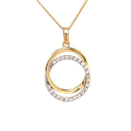 Pandantiv Aur 14k cu Cercuri Intrepatrunse si Zirconii Albe