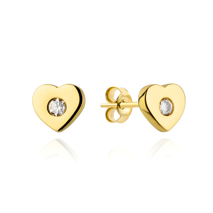 Cercei Aur 14k cu Inimioare si Zirconii