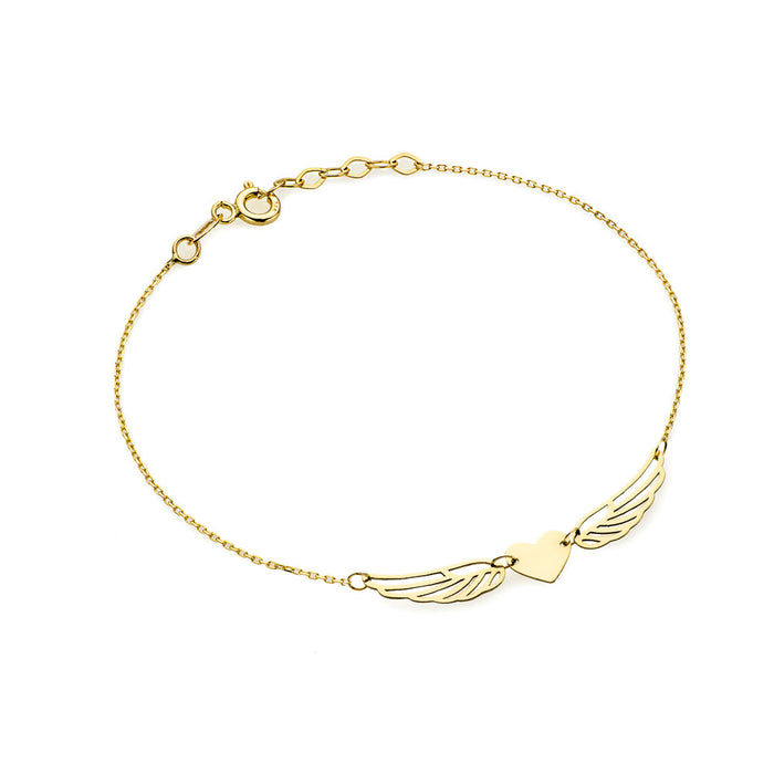 Brățară Delicată Inimă cu Aripi din Aur 14K