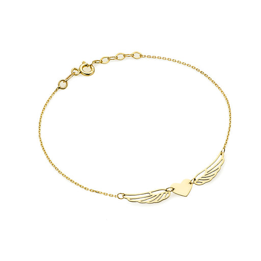 Brățară Delicată Inimă cu Aripi din Aur 14K