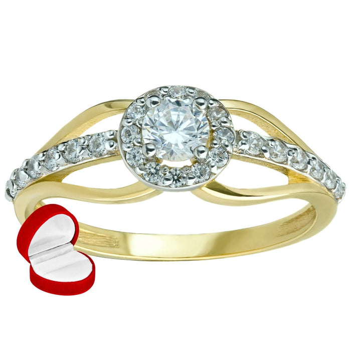 Inel de Logodnă Aur 8K cu Zirconii - Eleganță Subliniată