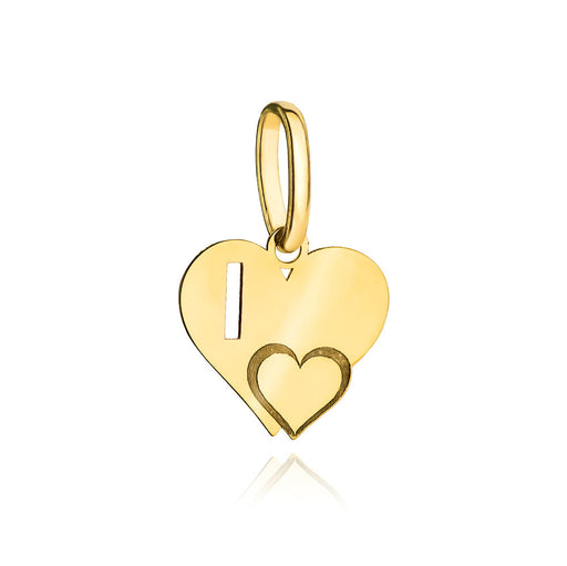 Pandantiv Aur 14k cu Inimioare si Litera I