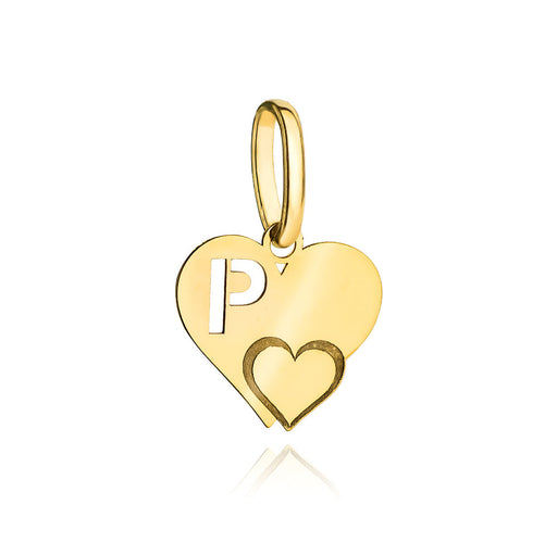 Pandantiv litera P din aur cu inimă