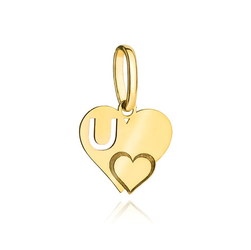 Pandantiv Aur 14k cu Inimioare si Litera U