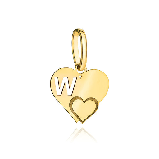 Pandantiv Aur 14k cu Inimioare si Litera W