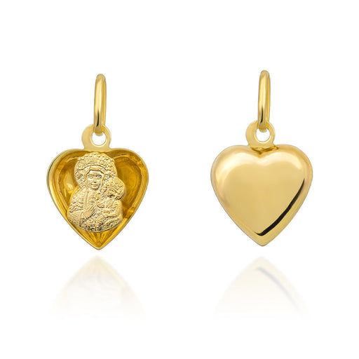 Medalion Aur 14K Maica Domnului Cu Pruncul În Formă De Inimă