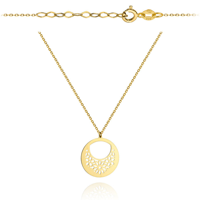 Colier cu Banut Floral- Aur 14k