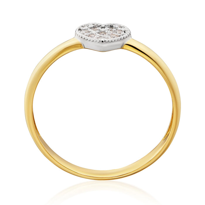 Inel din Aur 14K cu Inimă Ornată cu Zirconiu