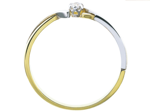 Inel Clasic Din Aur 14K În Două Culori Cu Zirconiu