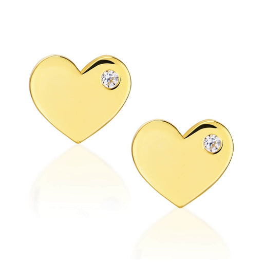 Cercei Aur Inimă cu Zirconiu Lateral
