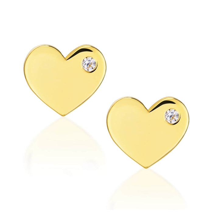 Cercei Aur Inimă cu Zirconiu Lateral