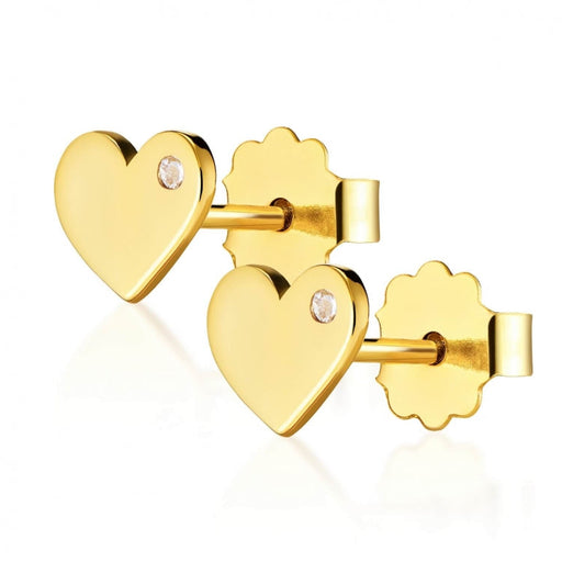 Cercei Aur Inimă cu Zirconiu Lateral
