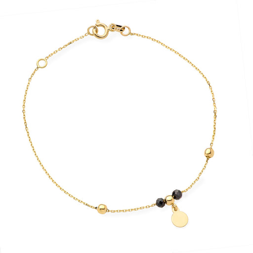Bratara Lant cu Banut si Pietre Negre- Aur 14k