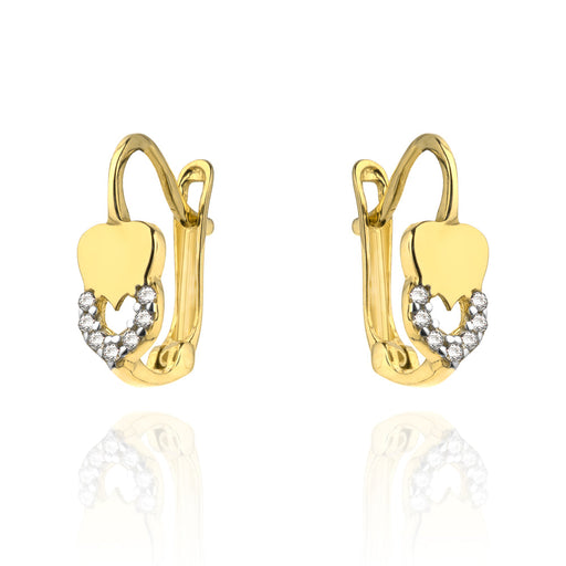 Cercei Aur 14k cu Inima Topita si Zirconii Albe