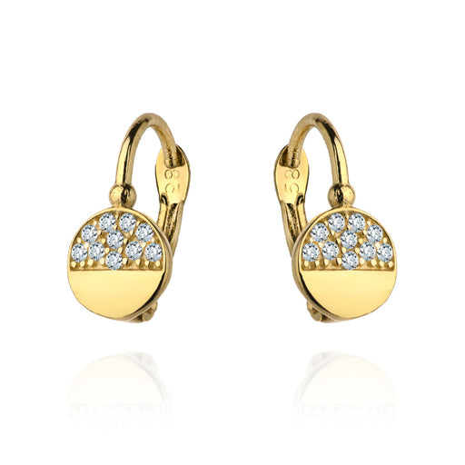 Cercei Aur 14k cu Model Neted si Zirconii Albe