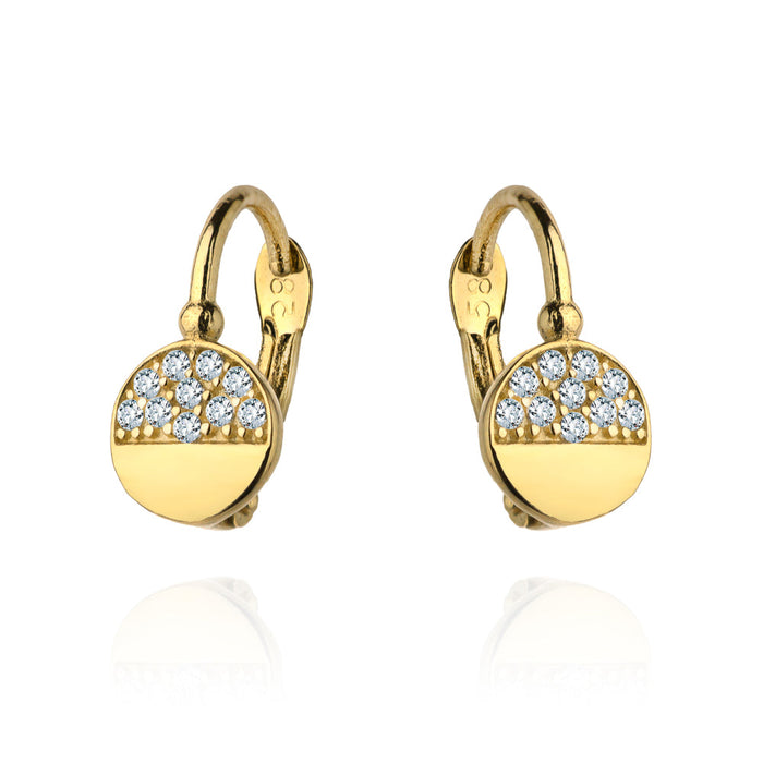 Cercei Aur 14k cu Model Neted si Zirconii Albe