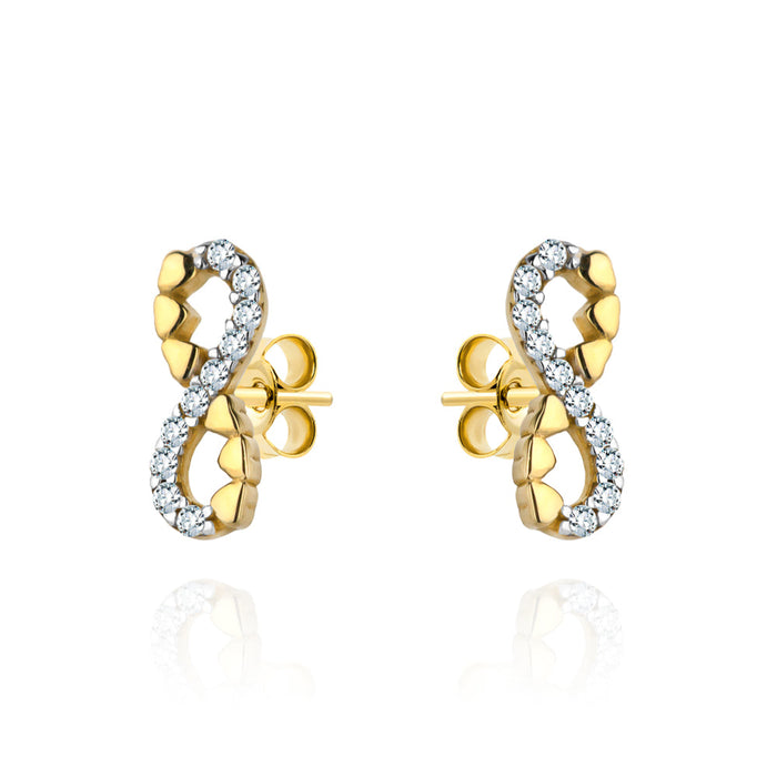 Cercei Aur 14k cu Inifinit, Inima si Zirconii Albe