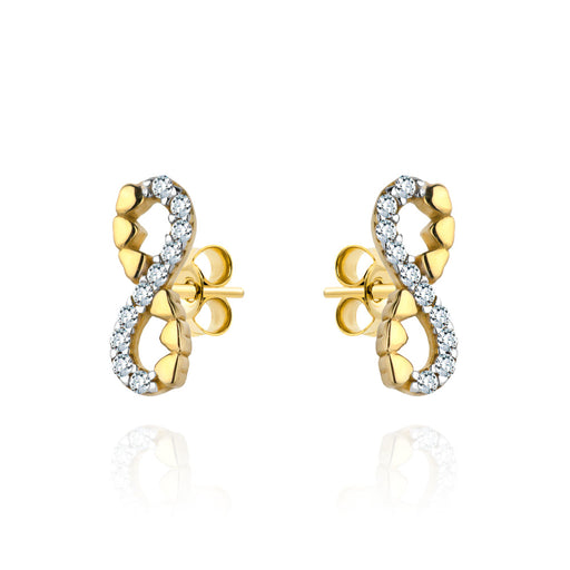 Cercei Aur 14k cu Inifinit, Inima si Zirconii Albe