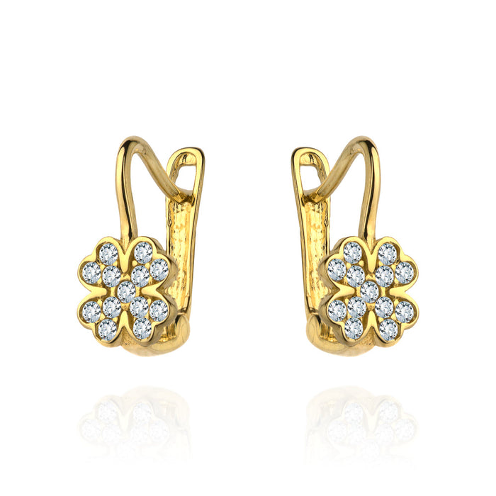 Cercei Aur 14k cu Trifoi si Zirconii