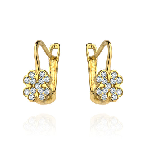 Cercei Aur 14k cu Trifoi si Zirconii