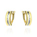 Cercei Aur 14K Bicolor, Design Rectangular, Diamantat
