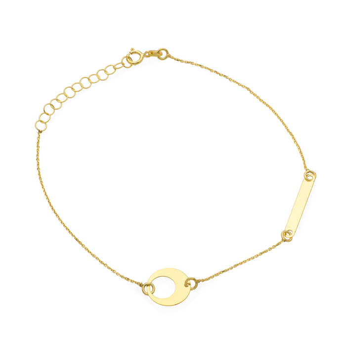 Bratara Lant cu Semiluna si Placuta- Aur 14k