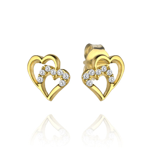 Cercei Aur 14k cu Inimioare Impletite si Zirconii