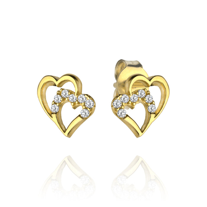 Cercei Aur 14k cu Inimioare Impletite si Zirconii