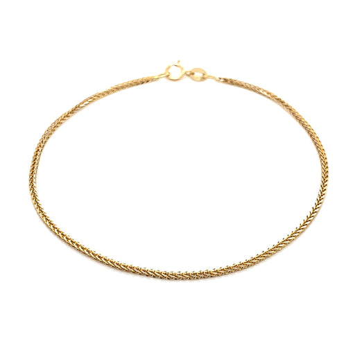 Brățară Aur 14K Model Coadă de Vulpe, Diamată, 18 cm, Lățime 1 mm