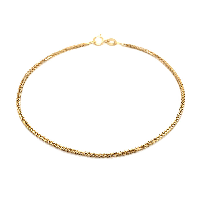 Brățară Aur 14K Model Coadă de Vulpe, Diamată, 18 cm, Lățime 1 mm