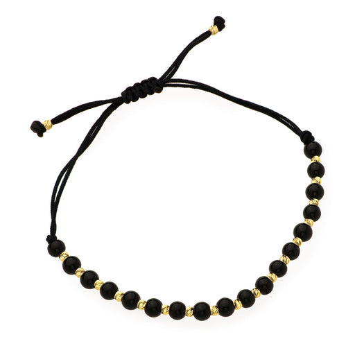 Bratara Aur 14K Cu Mărgele Negre și Aurii, Reglabila