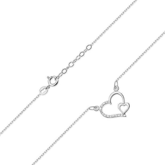 Colier Inimioare Aur 14k cu Diamante Naturale 0.03 ct