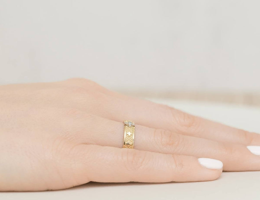 Inel Rozariu din Aur cu Cruce și Zirconiu, Detalii din Aur Alb 14K