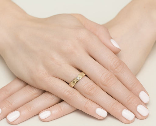 Inel Rozariu din Aur cu Cruce și Zirconiu, Detalii din Aur Alb 14K