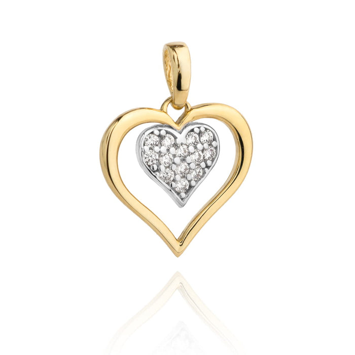 Pandantiv Aur 14K cu Inimioara si Zirconii